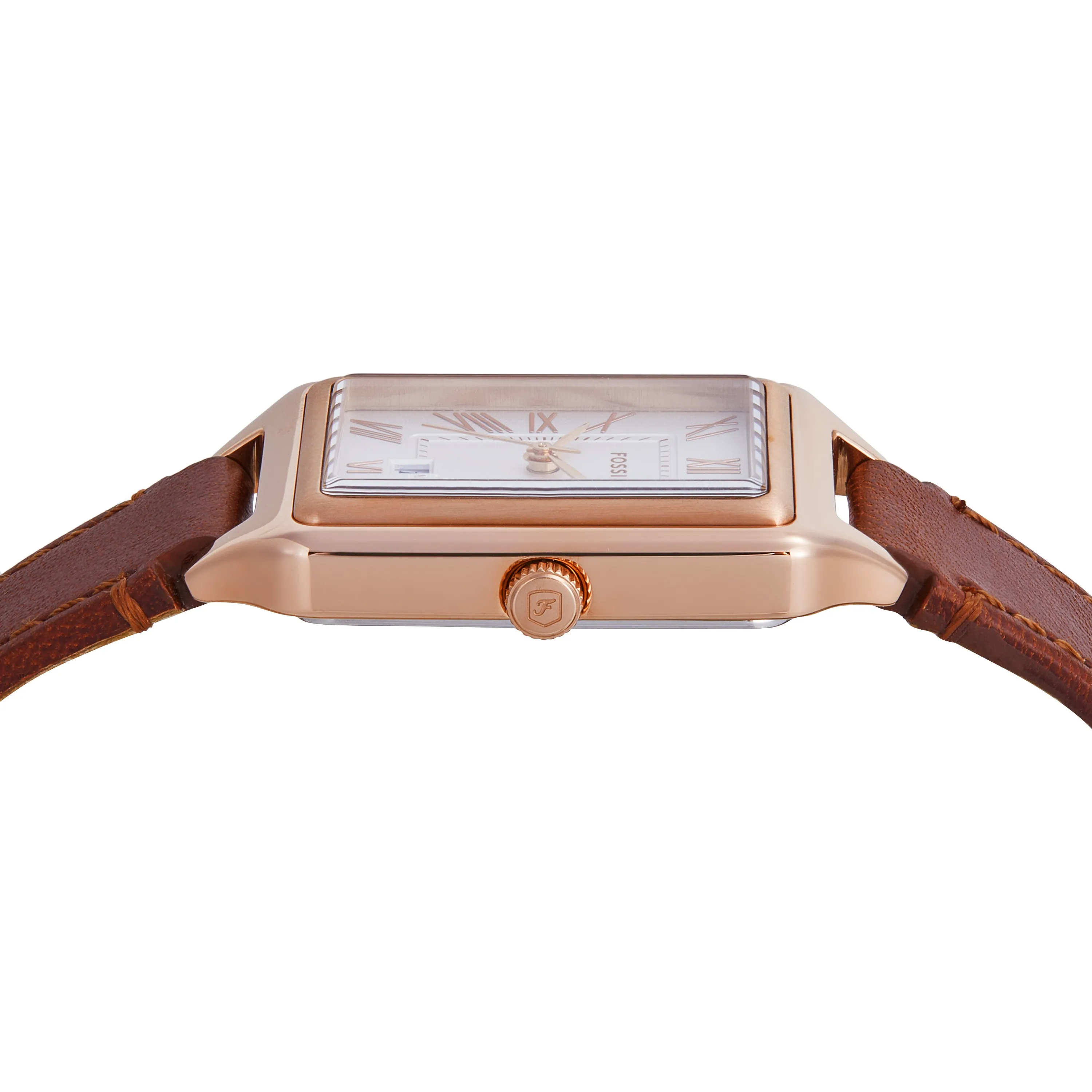 Fossil Raquel Three-Hand Brown Leather Watch and Bracelet Set ES5377SET