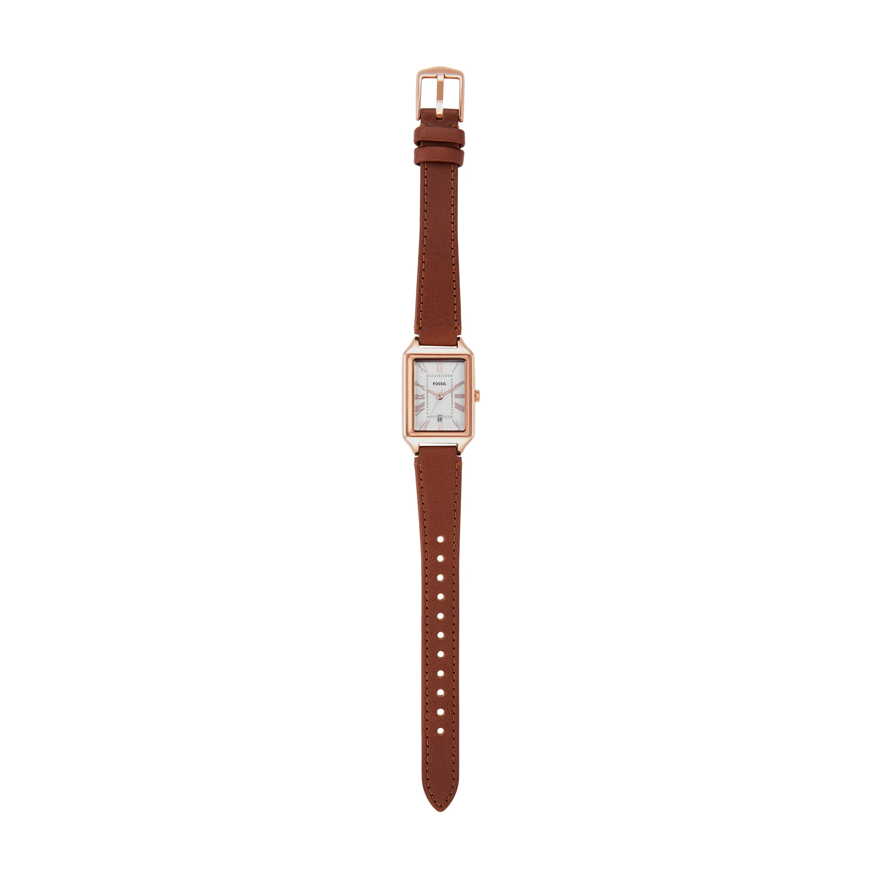Fossil Raquel Three-Hand Brown Leather Watch and Bracelet Set ES5377SET