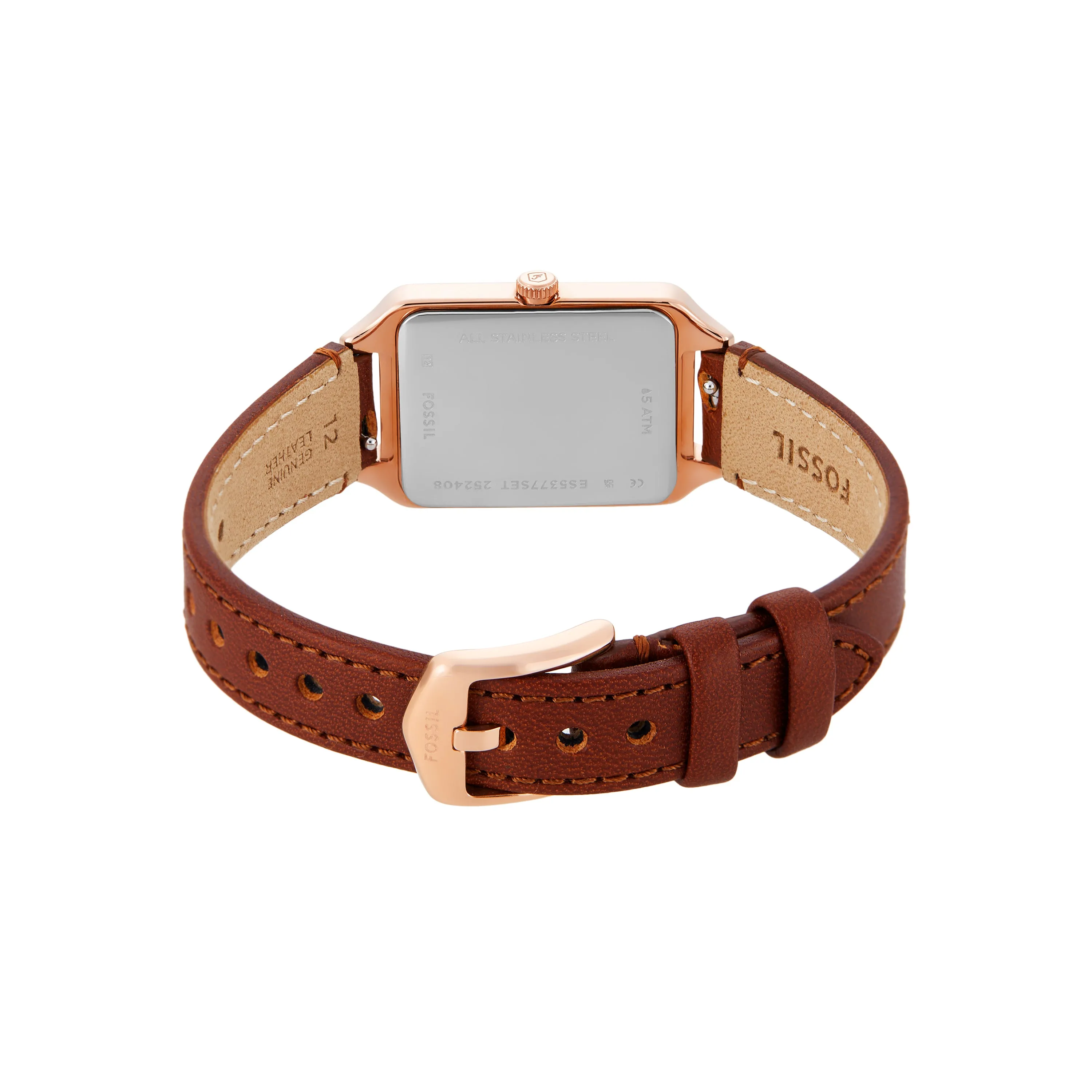 Fossil Raquel Three-Hand Brown Leather Watch and Bracelet Set ES5377SET