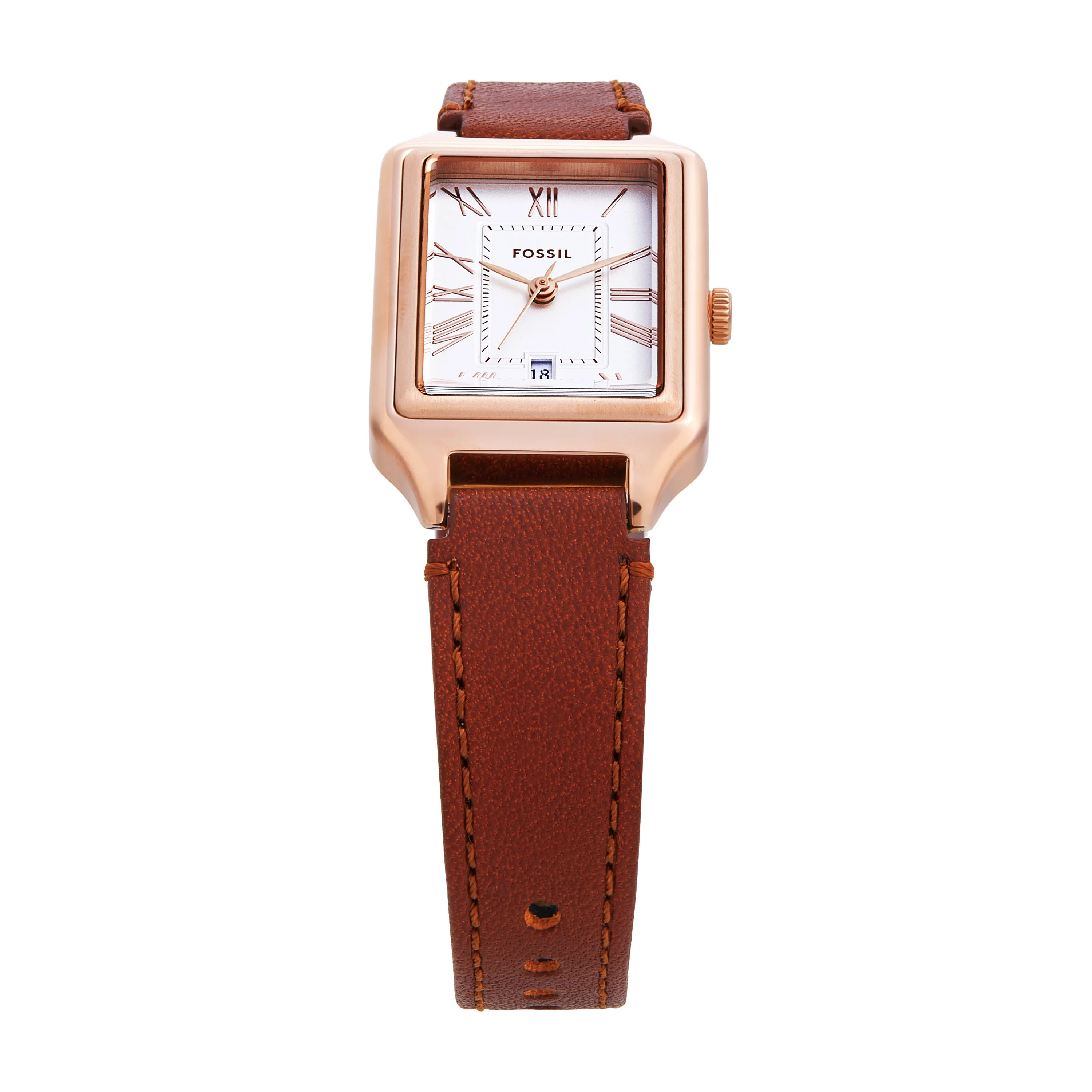 Fossil Raquel Three-Hand Brown Leather Watch and Bracelet Set ES5377SET