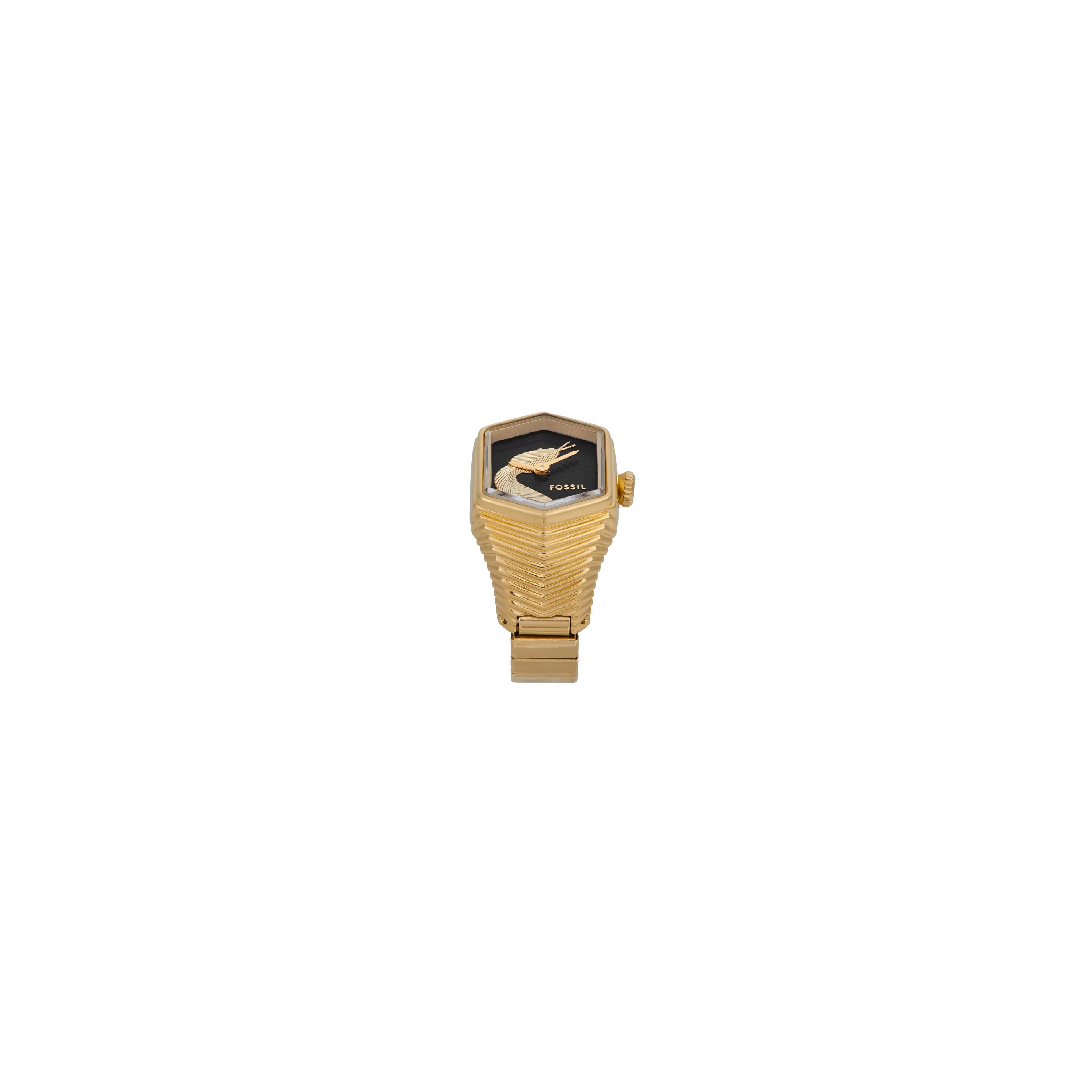 Fossil Two-Hand Gold Stainless Steel Ring Watch ES5382