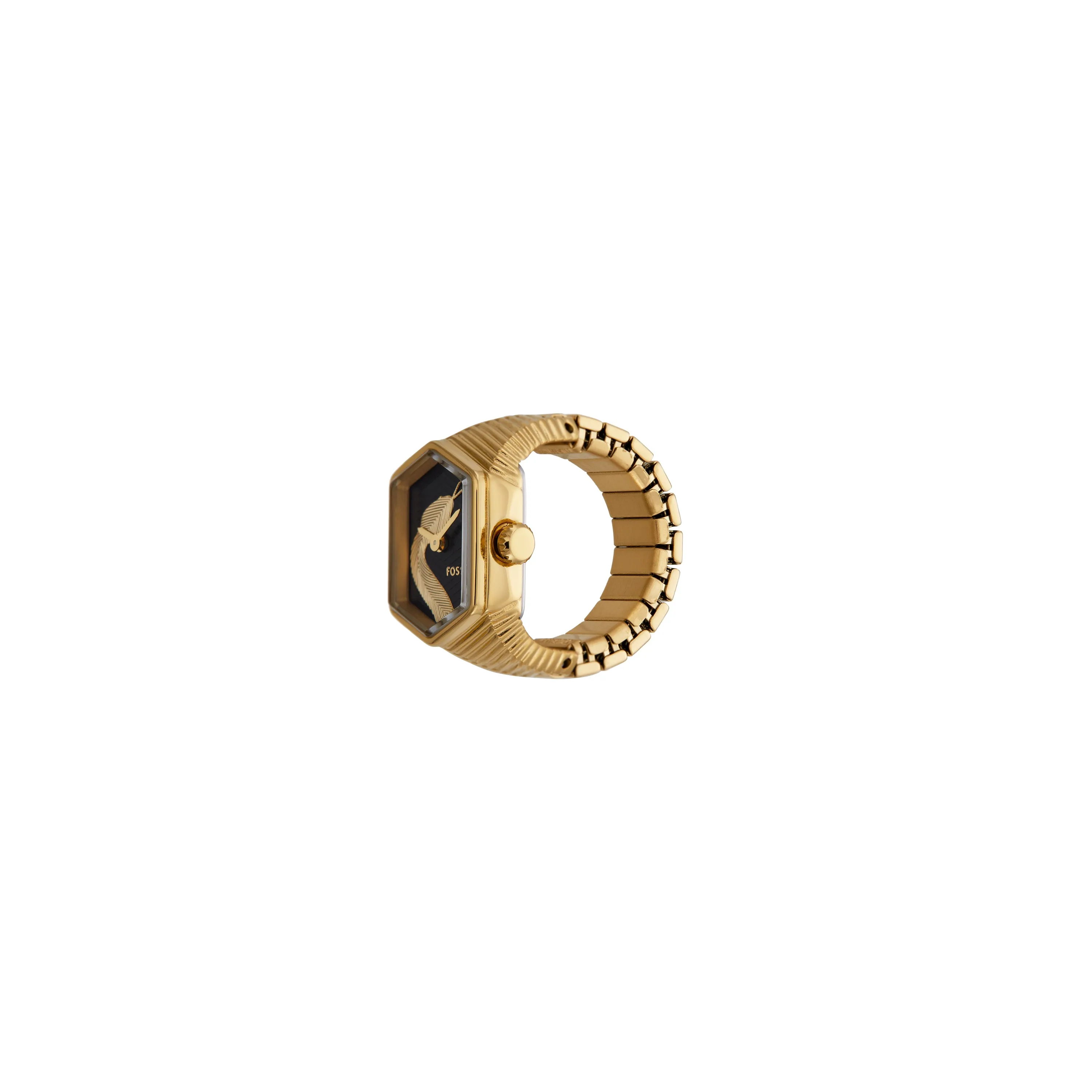 Fossil Two-Hand Gold Stainless Steel Ring Watch ES5382