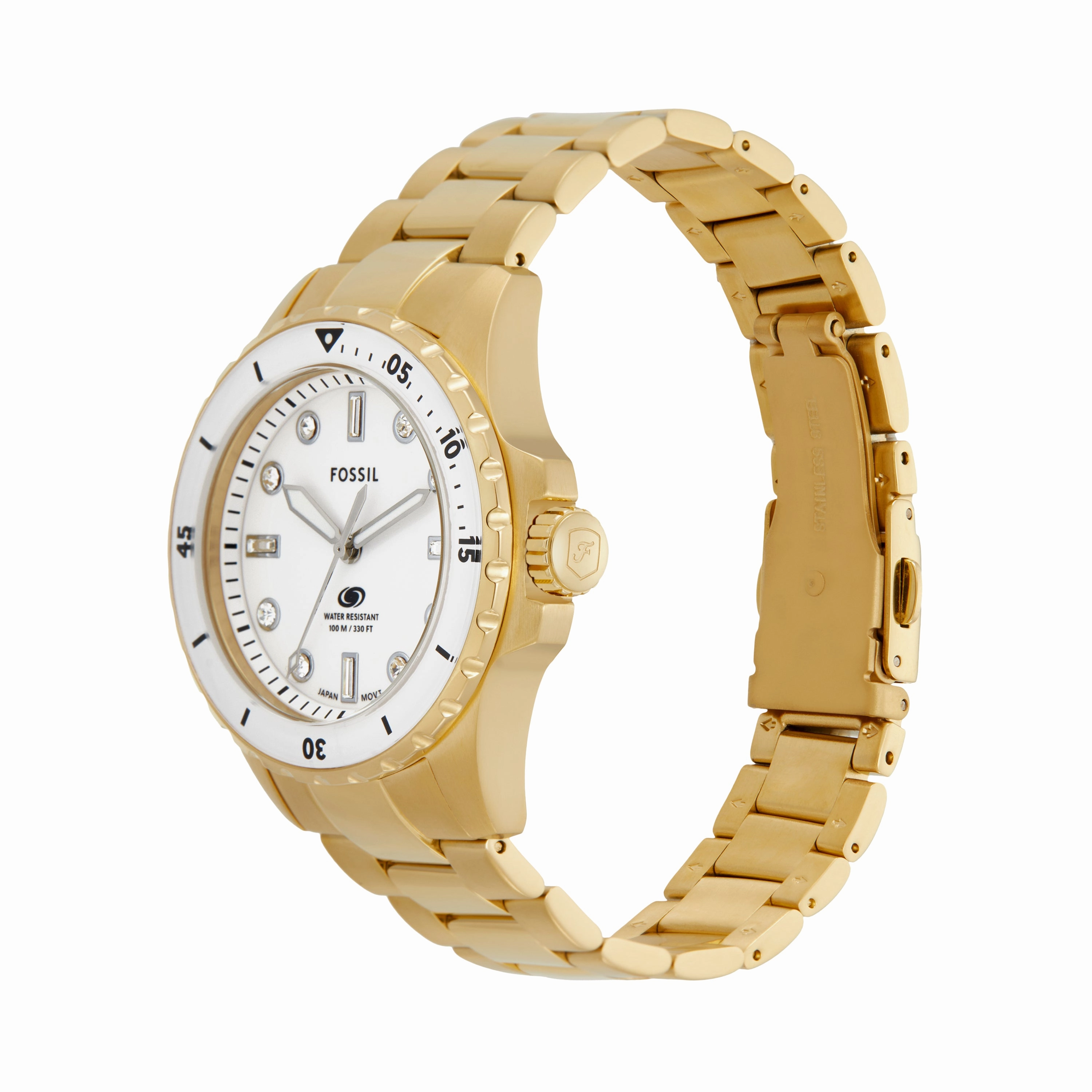 Fossil Blue Dive Three-Hand Gold-Tone Stainless Steel Watch ES5350