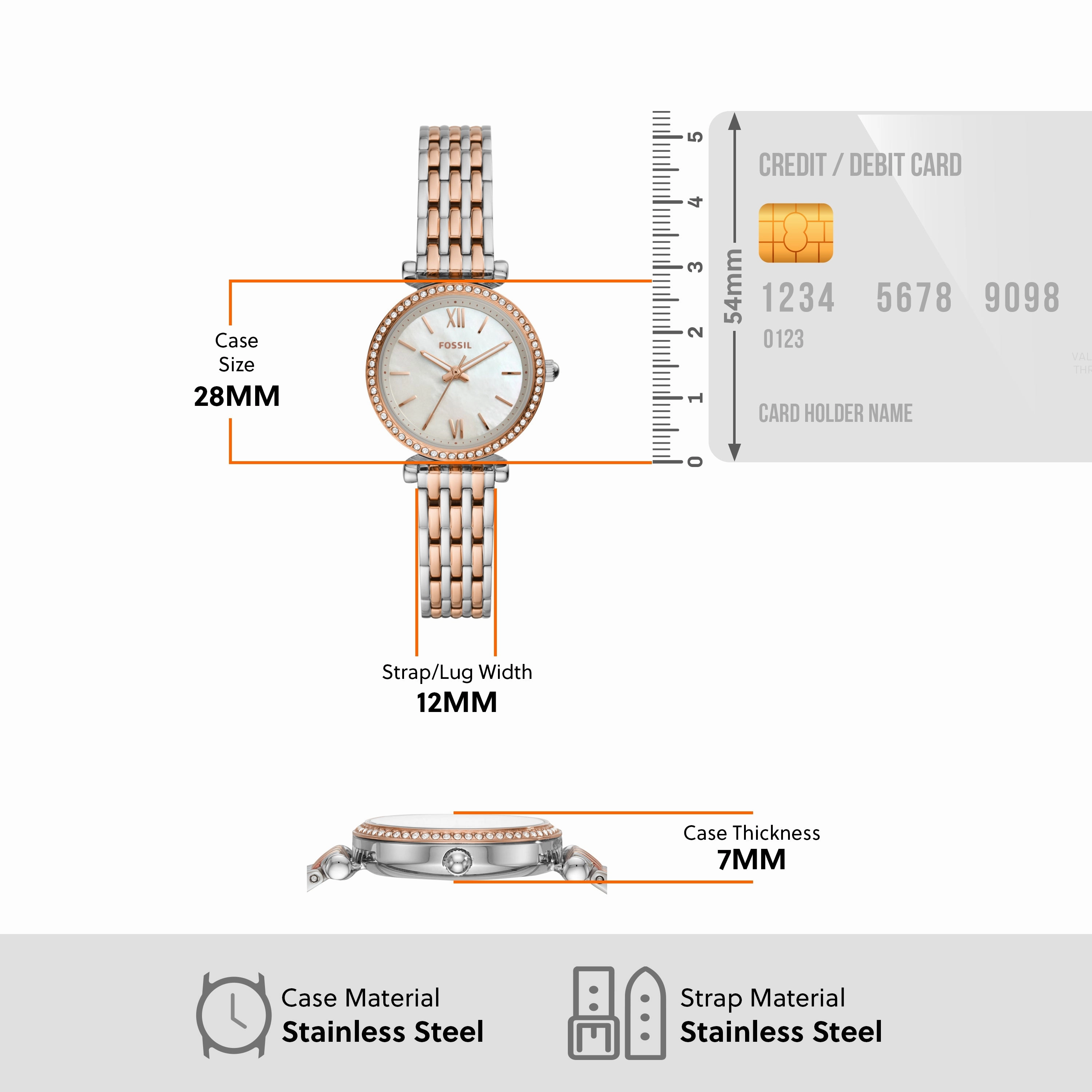 Fossil Carlie Mini Two-Tone Stainless Steel Watch ES4649