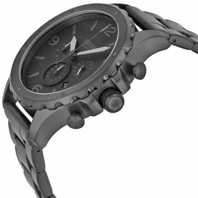 Fossil Men's Chronograph Watch - Nate Black Dial Stainless Steel Bracelet | JR1470