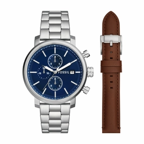 Fossil Men's Rhett Multifunction, Stainless Steel Watch and Strap Set