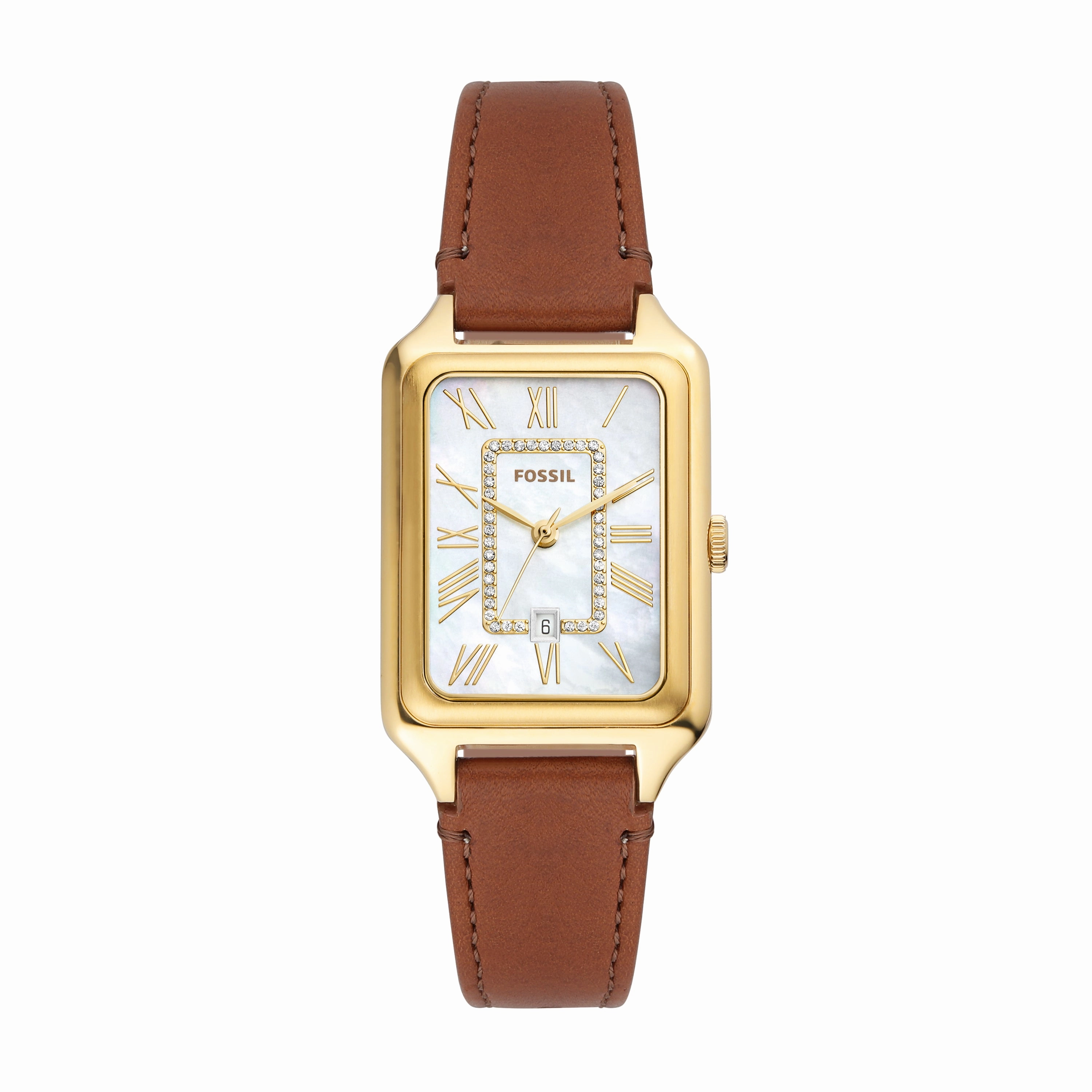 Fossil Raquel Brown Leather Band Mother of Pearl Dial Womens Watch ES5307