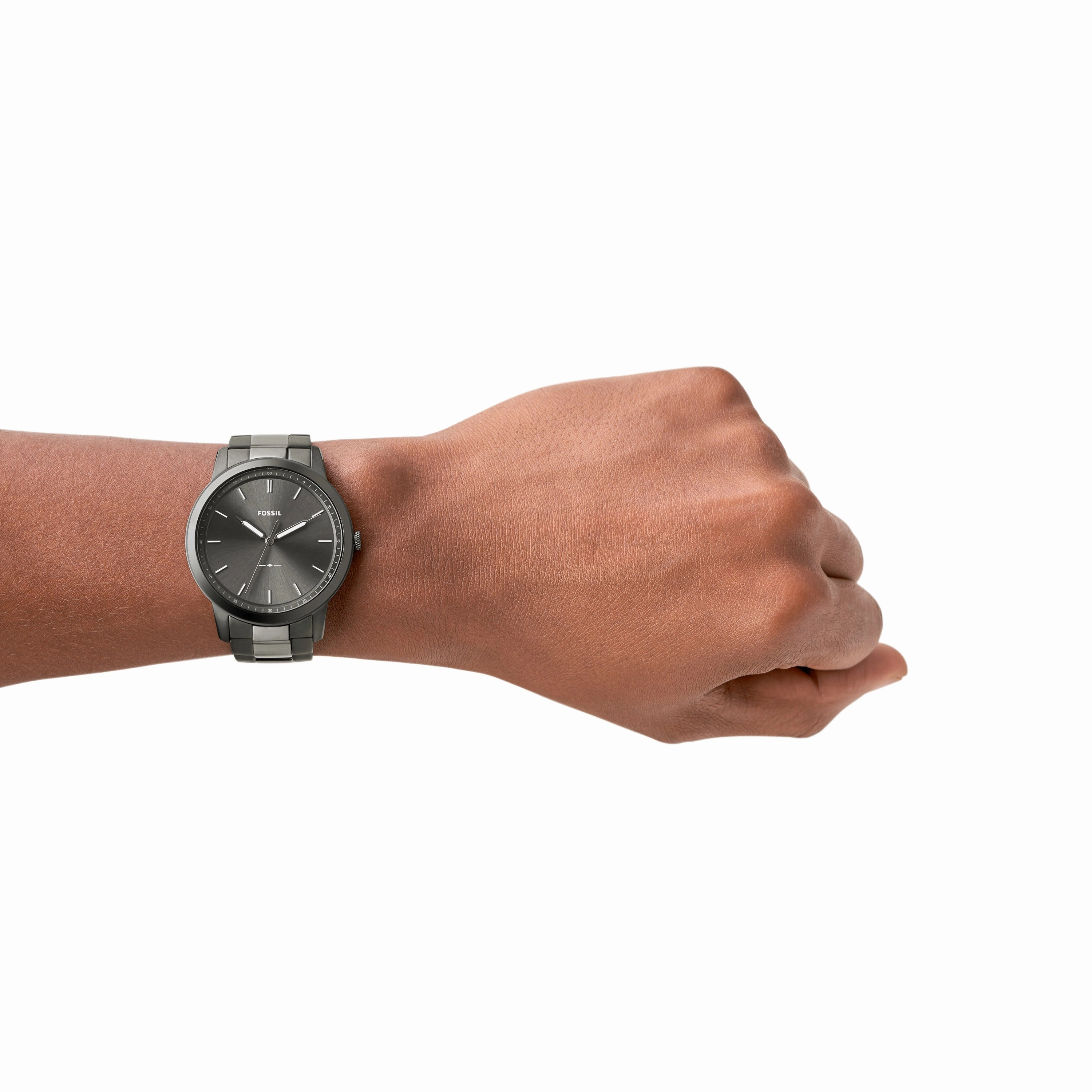Fossil The Minimalist Grey Dial Stainless Steel Band Mens Watch FS5459