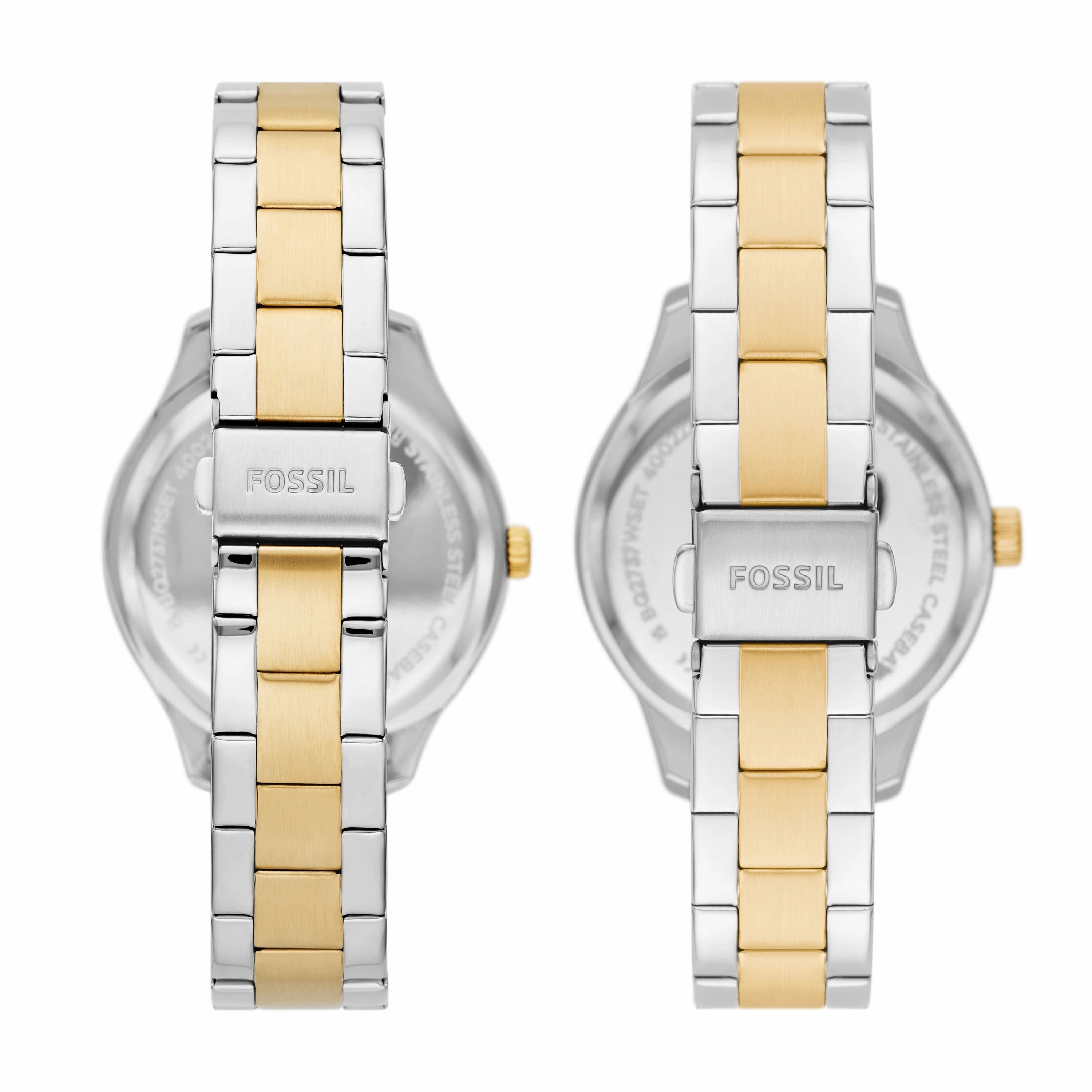 Fossil Unisex His and Hers Multifunction, Silver-Tone Alloy Watch Set