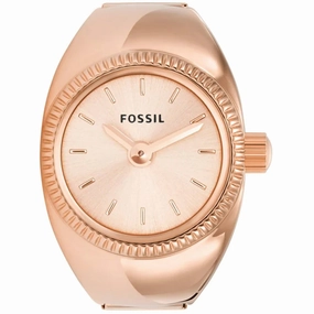 Fossil Women's Ring Watch - Quartz Rose Gold Dial Stainless Steel Band | ES5247