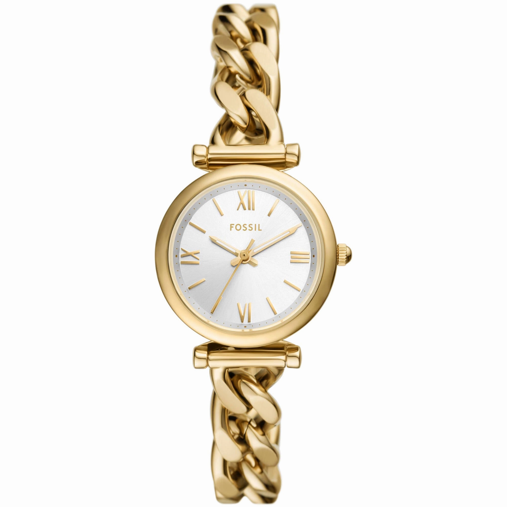 Fossil Women's Watch - Carlie Quartz Silver Dial Yellow Gold Steel Bracelet | ES5329