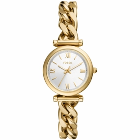 Fossil Women's Watch - Carlie Quartz Silver Dial Yellow Gold Steel Bracelet | ES5329