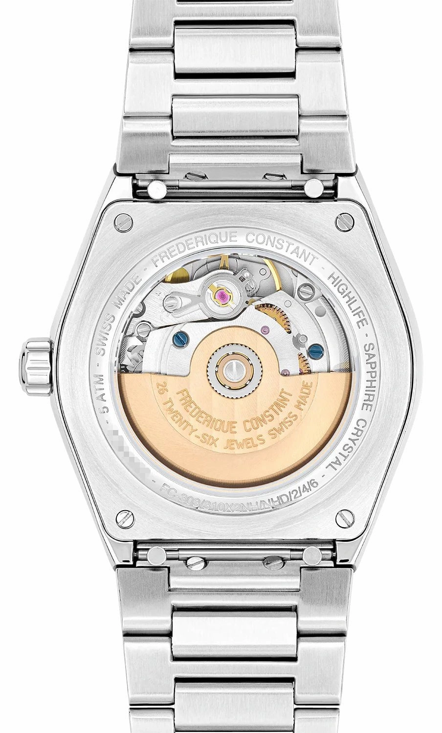 Frederique Constant Highlife Automatic Stainless Steel Blue Dial Interchangeable White Rubber Strap Date Womens Watch FC-303LB2NH6B