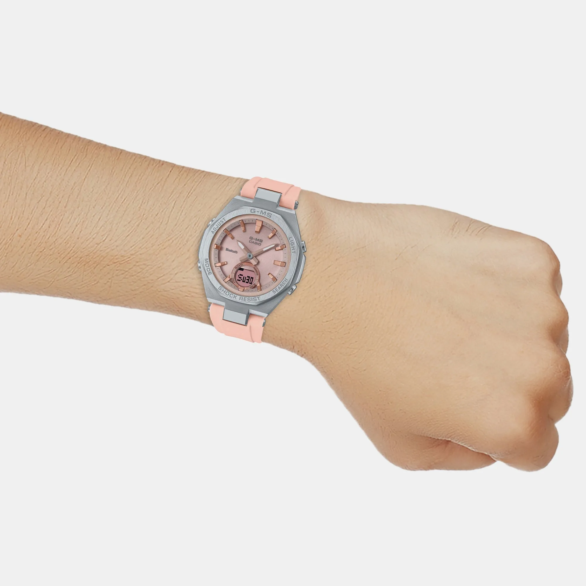 G-Ms Women Quartz Pink Dial Analog-Digital Resin Watch BX189 - MSG-B100-4ADR