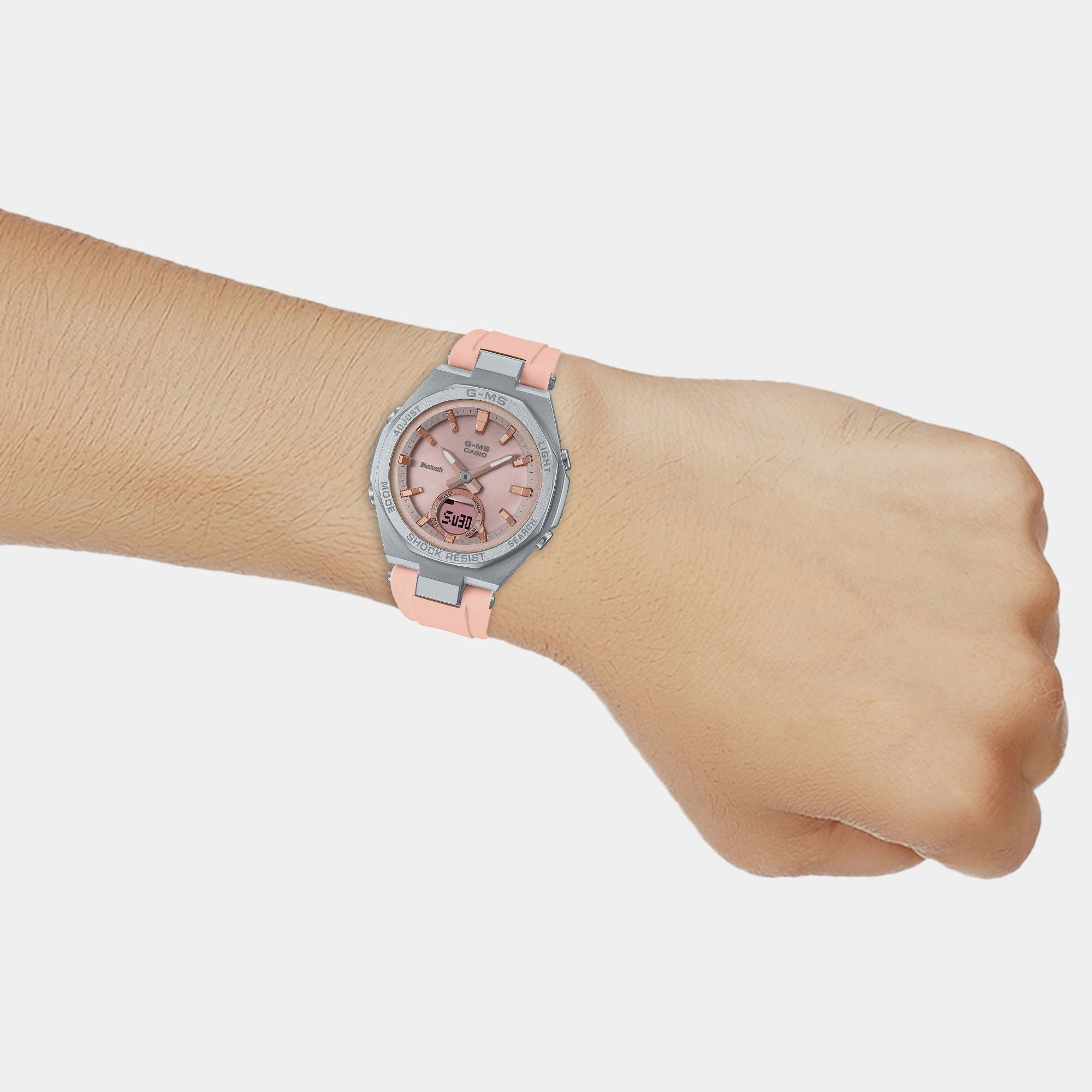 G-Ms Women Quartz Pink Dial Analog-Digital Resin Watch BX189 - MSG-B100-4ADR