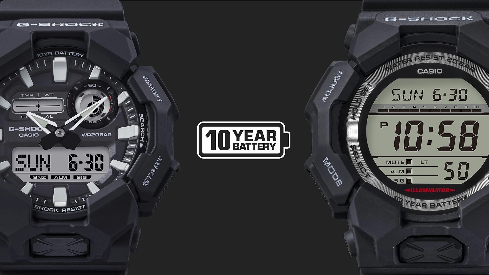 G-Shock Analog Digital Black Dial Black Resin Band Watch GA010-1A1