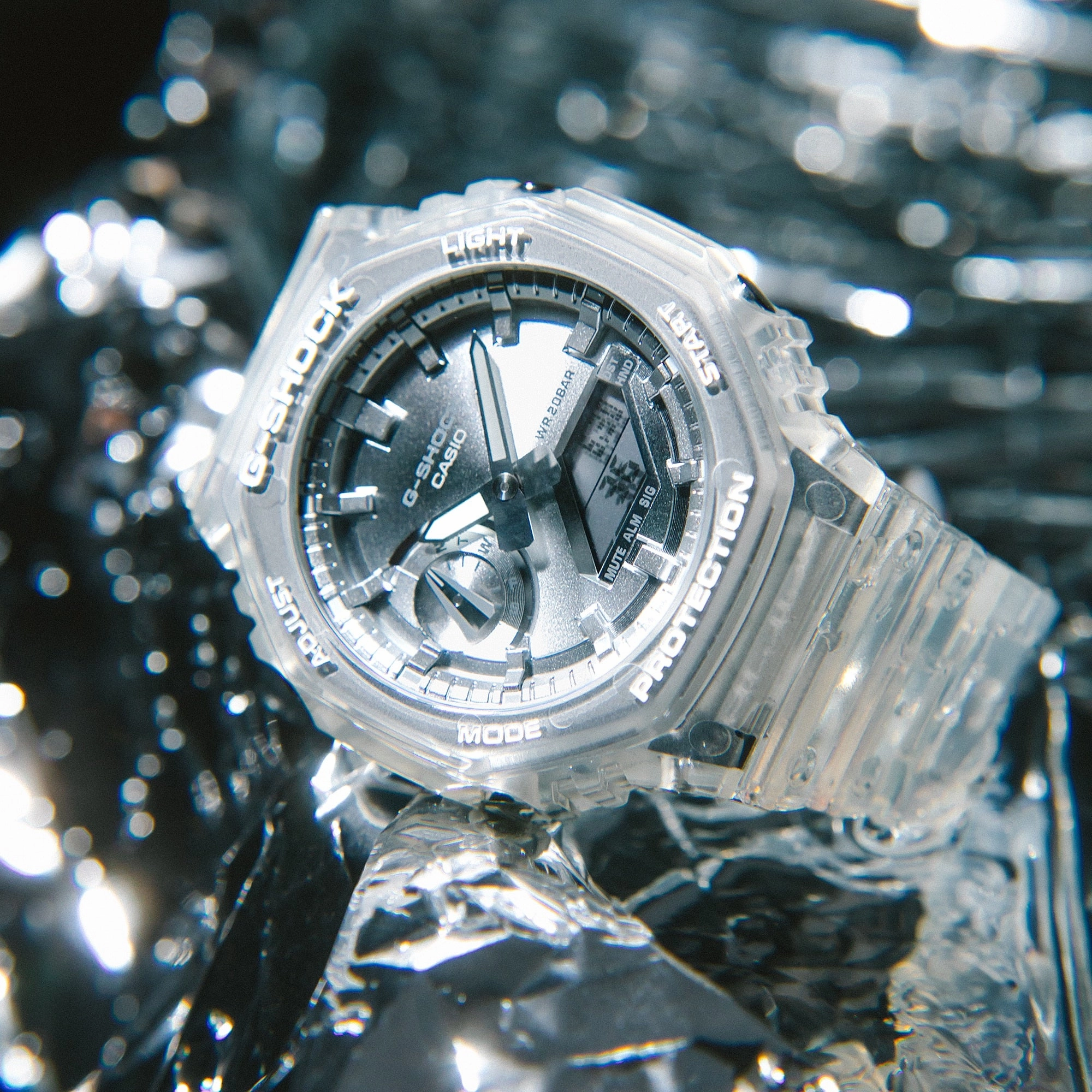 G-Shock Analog Digital Grey Dial Transparent Resin Band GA2100BM-7A8