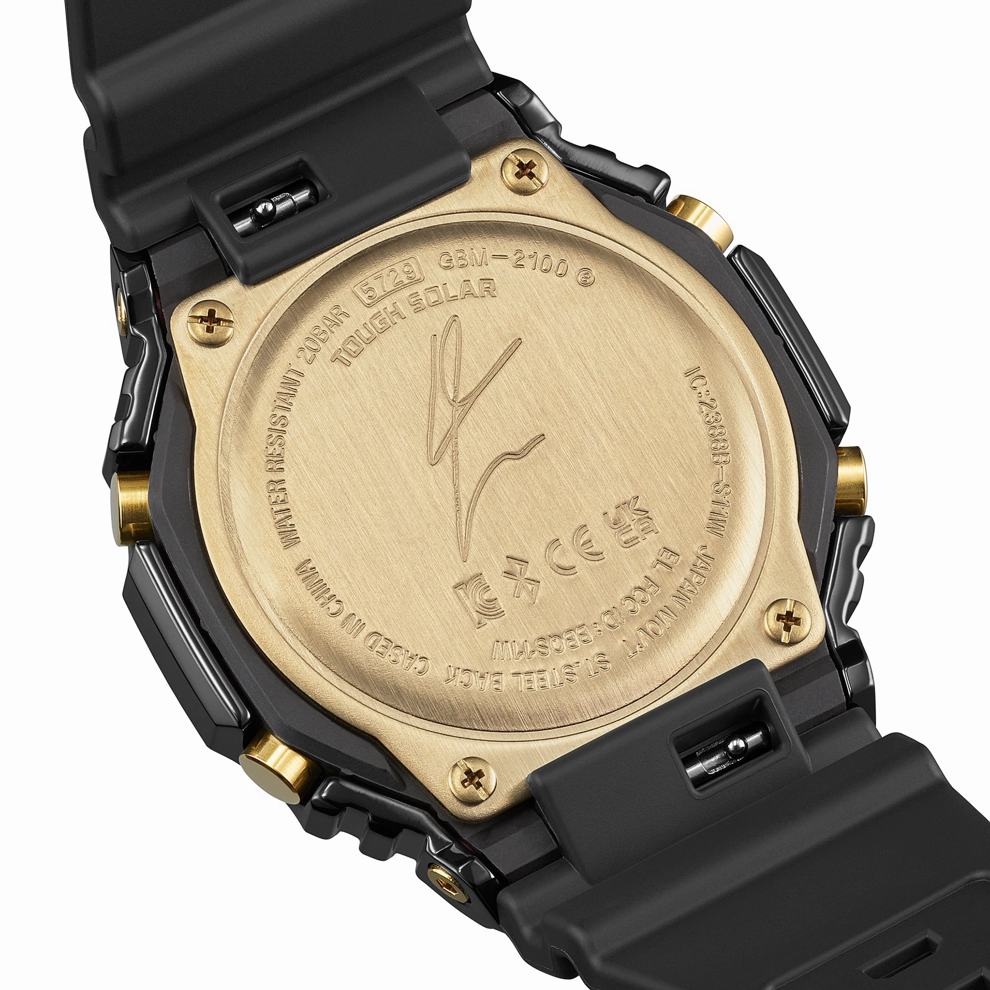 G-Shock G-Steel 2100 Series Gold Dial Black Resin Band Watch GBM2100RH-1A