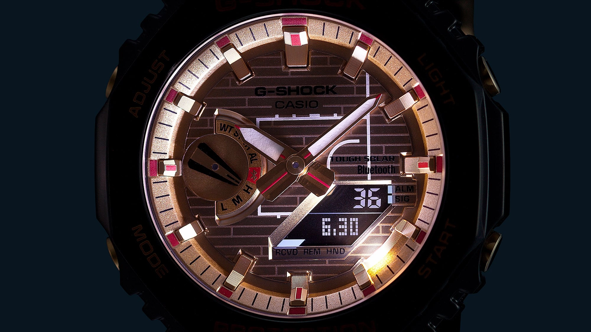 G-Shock G-Steel 2100 Series Gold Dial Black Resin Band Watch GBM2100RH-1A