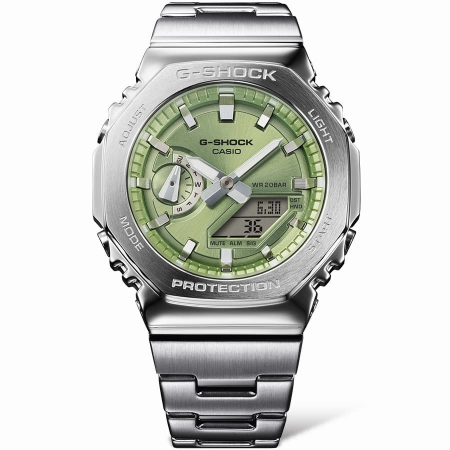 G-Shock G-Steel 2100 Series Green Dial Stainless Steel Watch GM2110D-3A