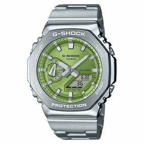 G-Shock G-Steel 2100 Series Green Dial Stainless Steel Watch GM2110D-3A
