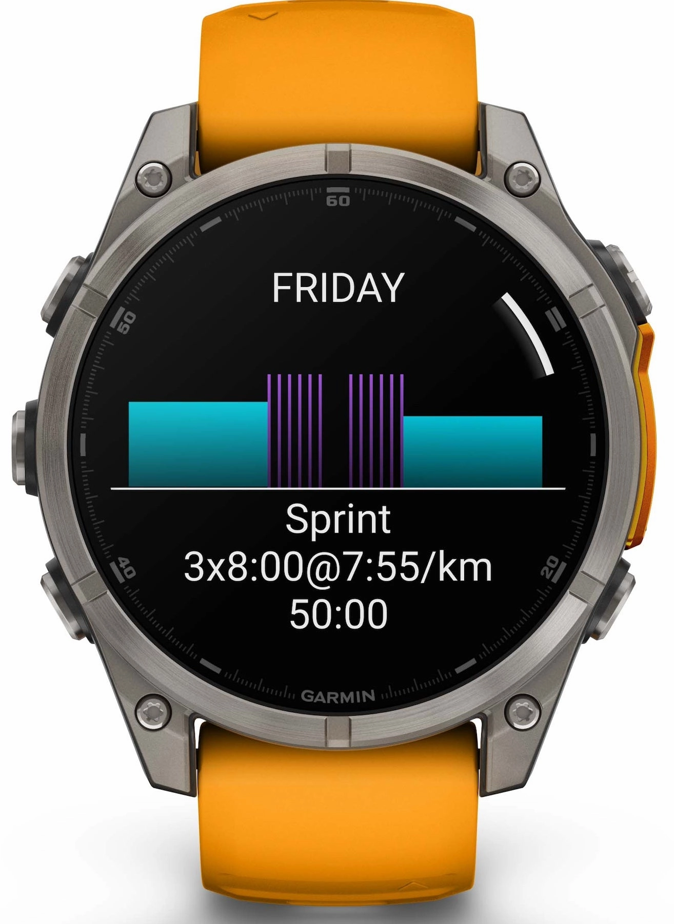 Garmin Fenix 8 47mm Sapphire AMOLED Titanium Spark Orange Graphite Silicone Watch