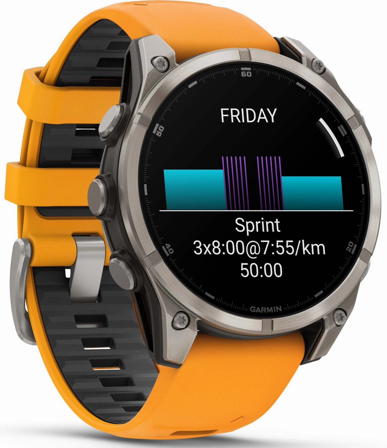 Garmin Fenix 8 47mm Sapphire AMOLED Titanium Spark Orange Graphite Silicone Watch