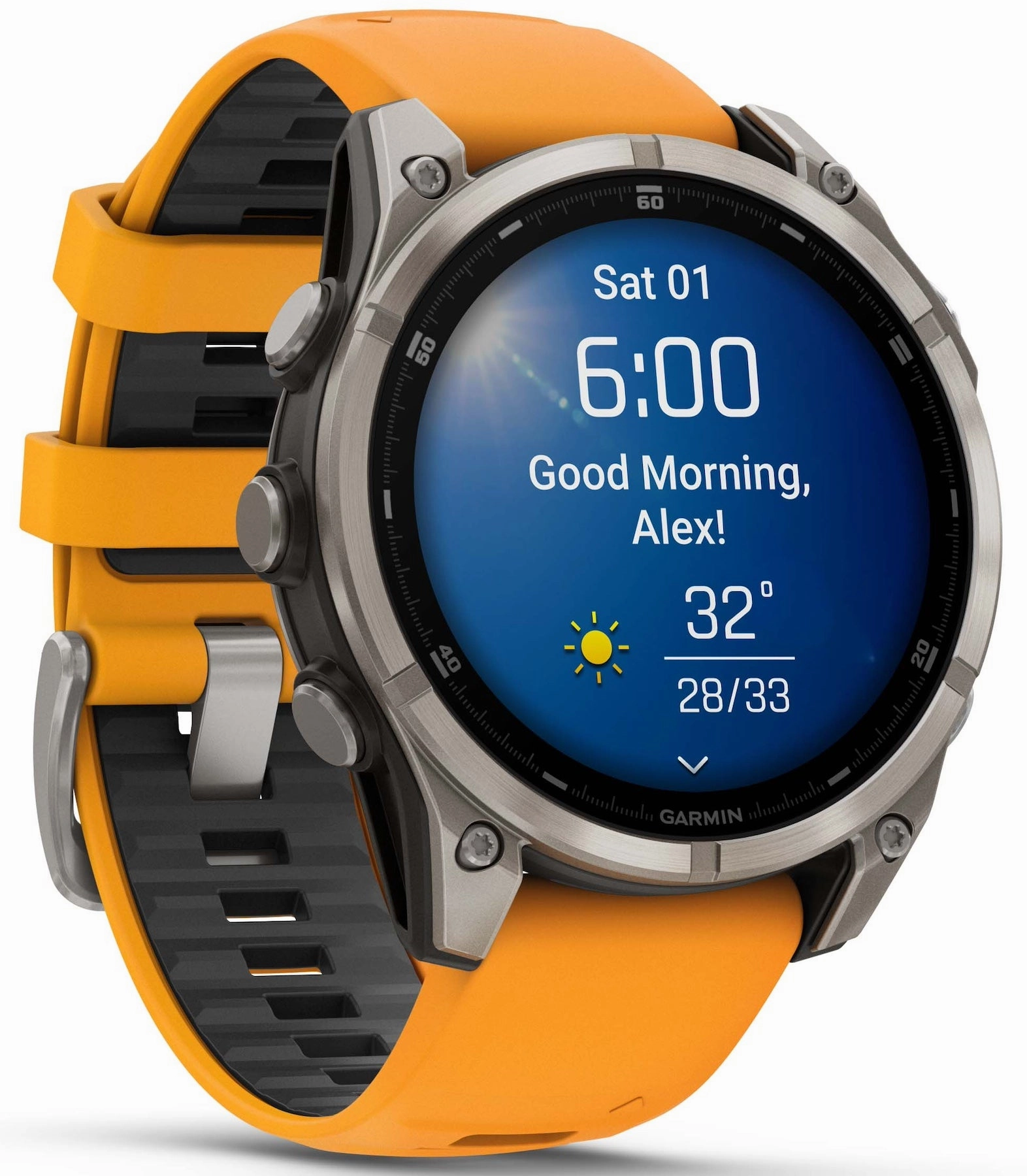 Garmin Fenix 8 47mm Sapphire AMOLED Titanium Spark Orange Graphite Silicone Watch
