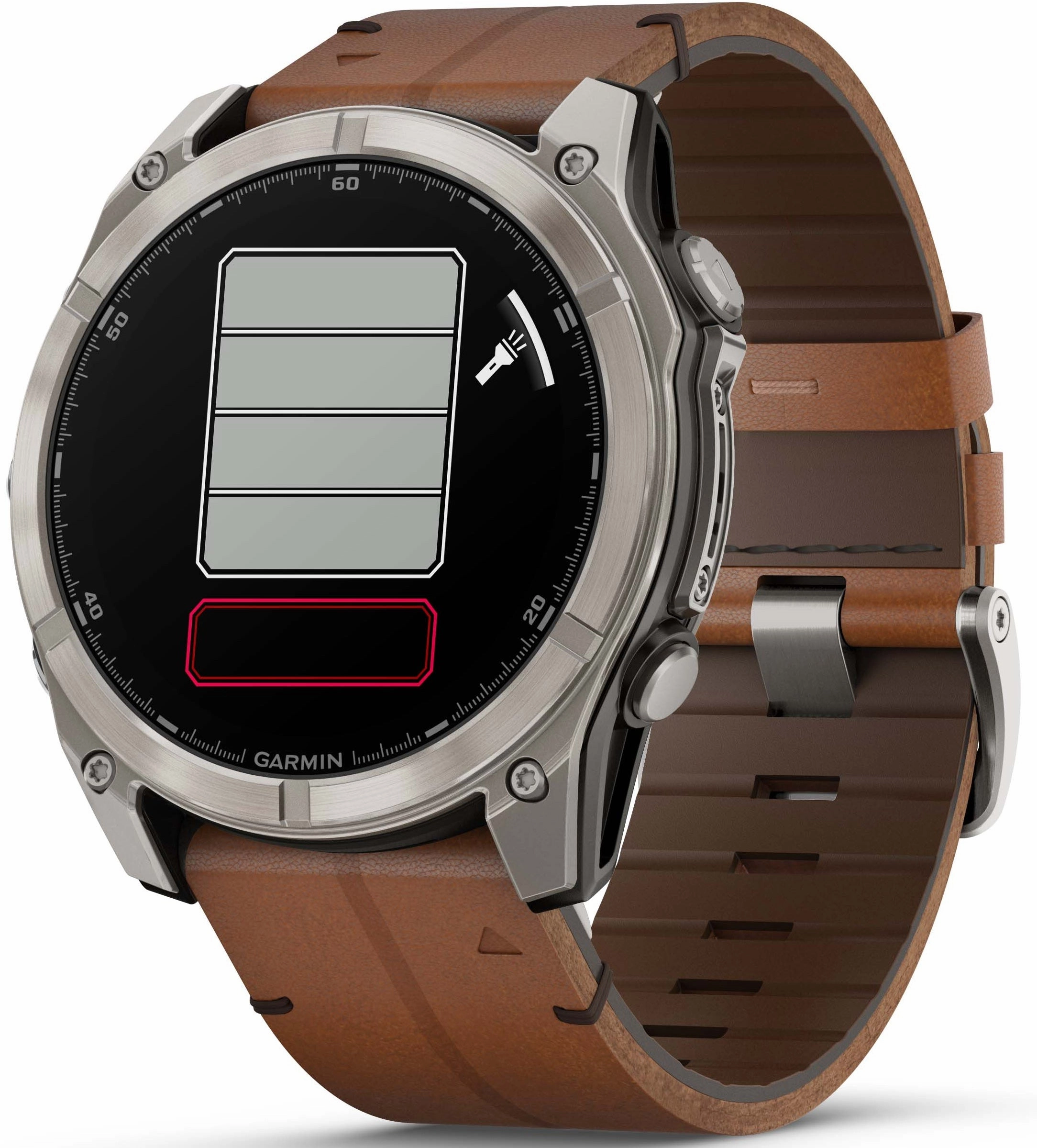 Garmin Fenix 8 51mm Sapphire AMOLED Titanium Chestnut Leather Band Watch