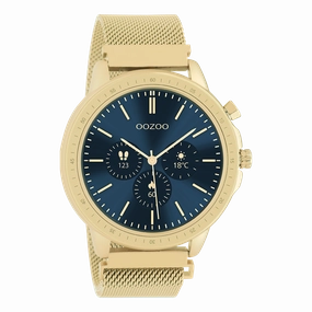 Gold coloured OOZOO smartwatch with gold coloured metal mesh bracelet - Q00306
