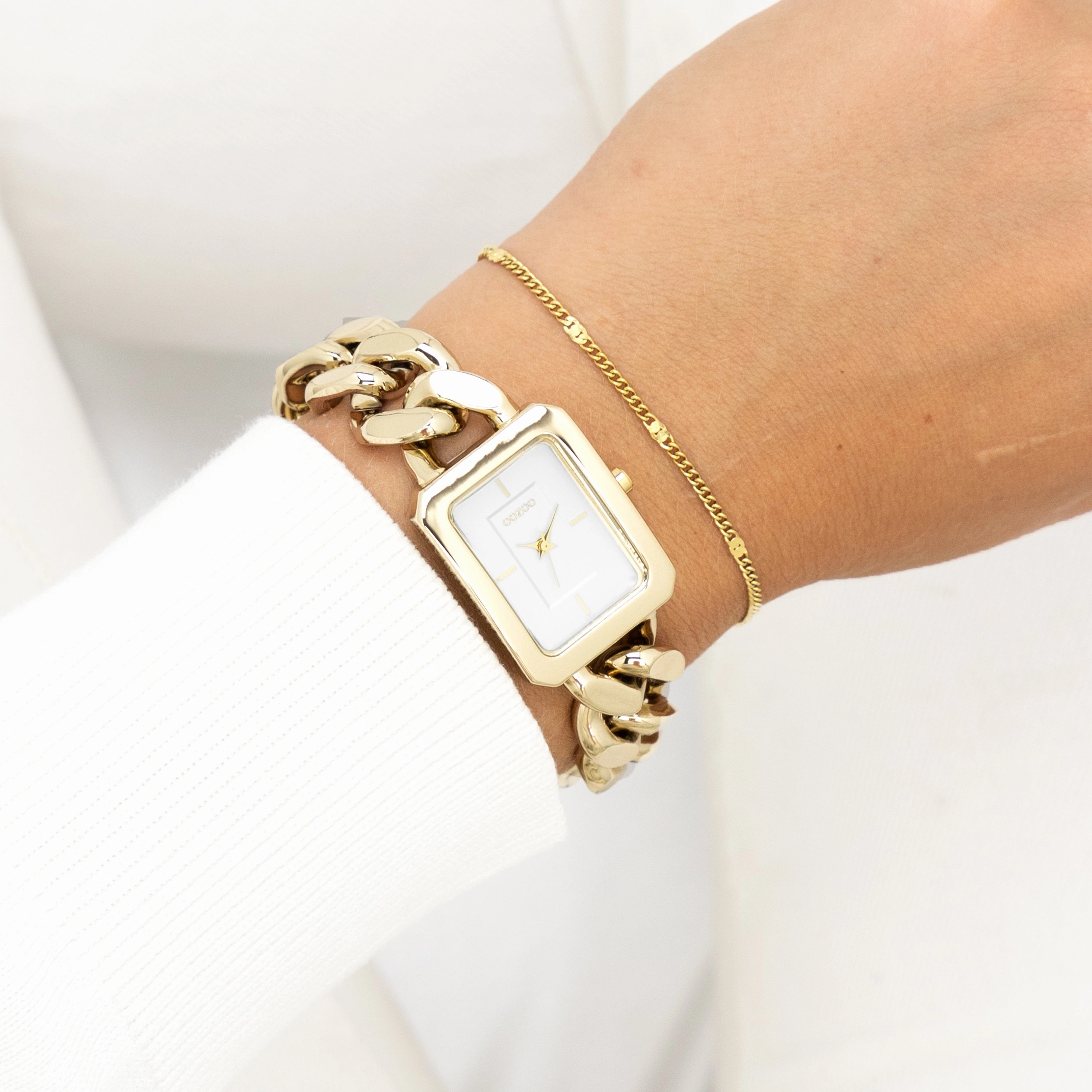 Gold coloured OOZOO watch with chain bracelet - C11272