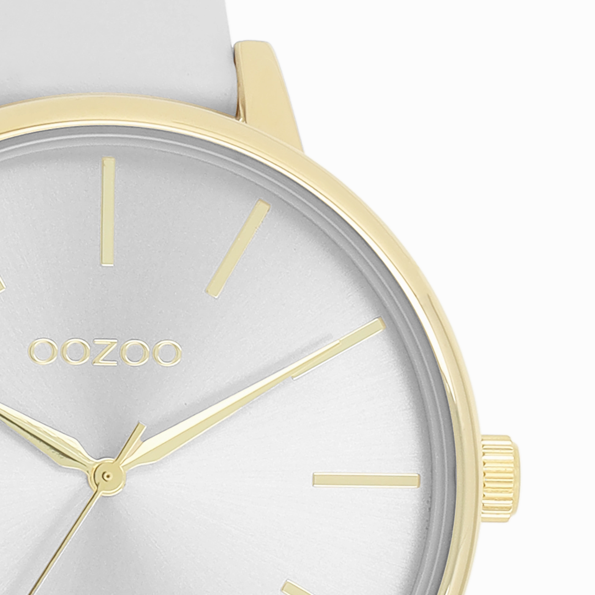Gold coloured OOZOO watch with light grey leather strap - C11290