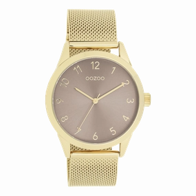 Gold coloured OOZOO watch with metal mesh bracelet - C11323