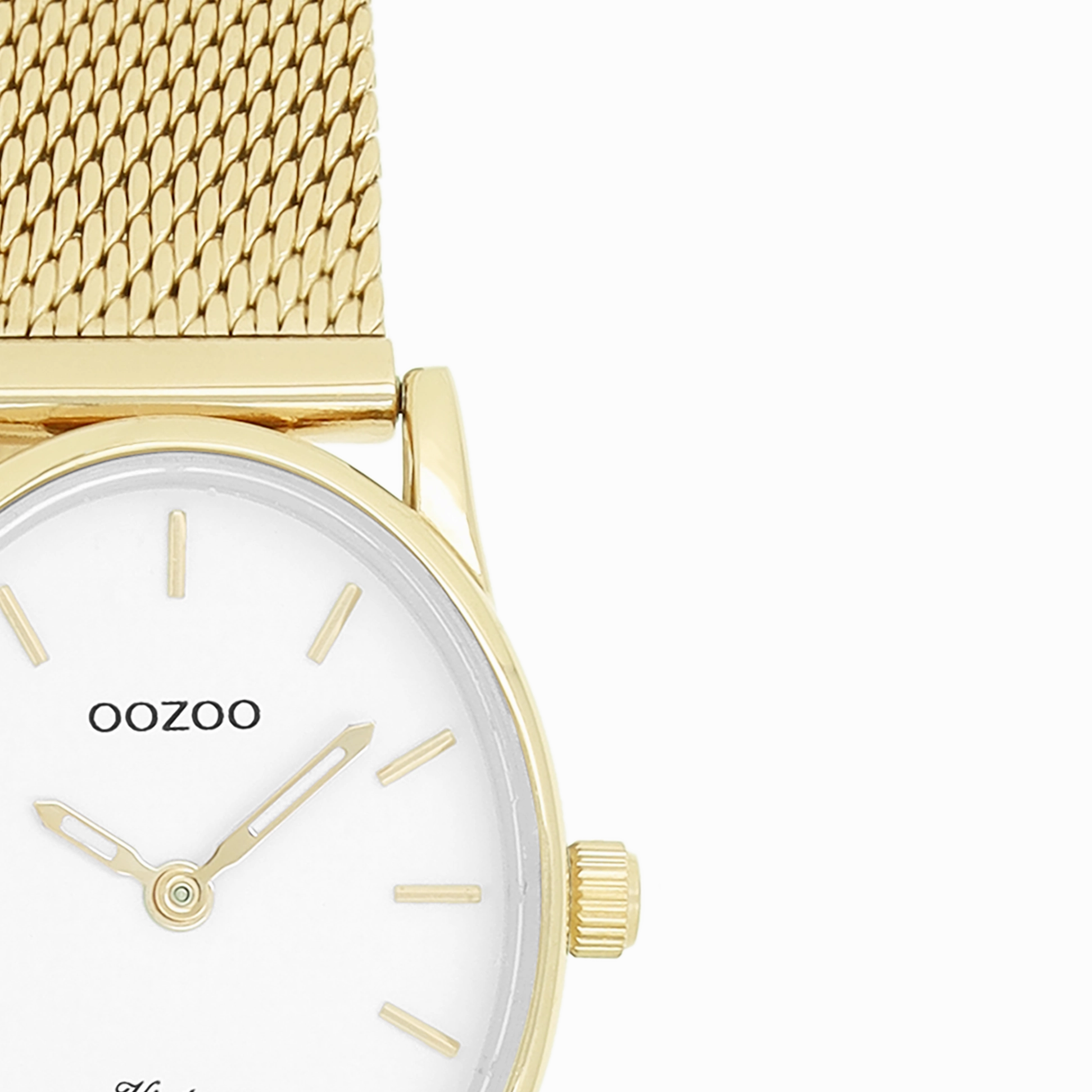 Gold coloured OOZOO watch with metal mesh bracelet - C20258