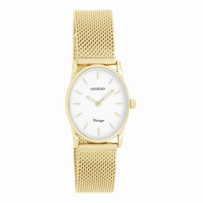 Gold coloured OOZOO watch with metal mesh bracelet - C20258