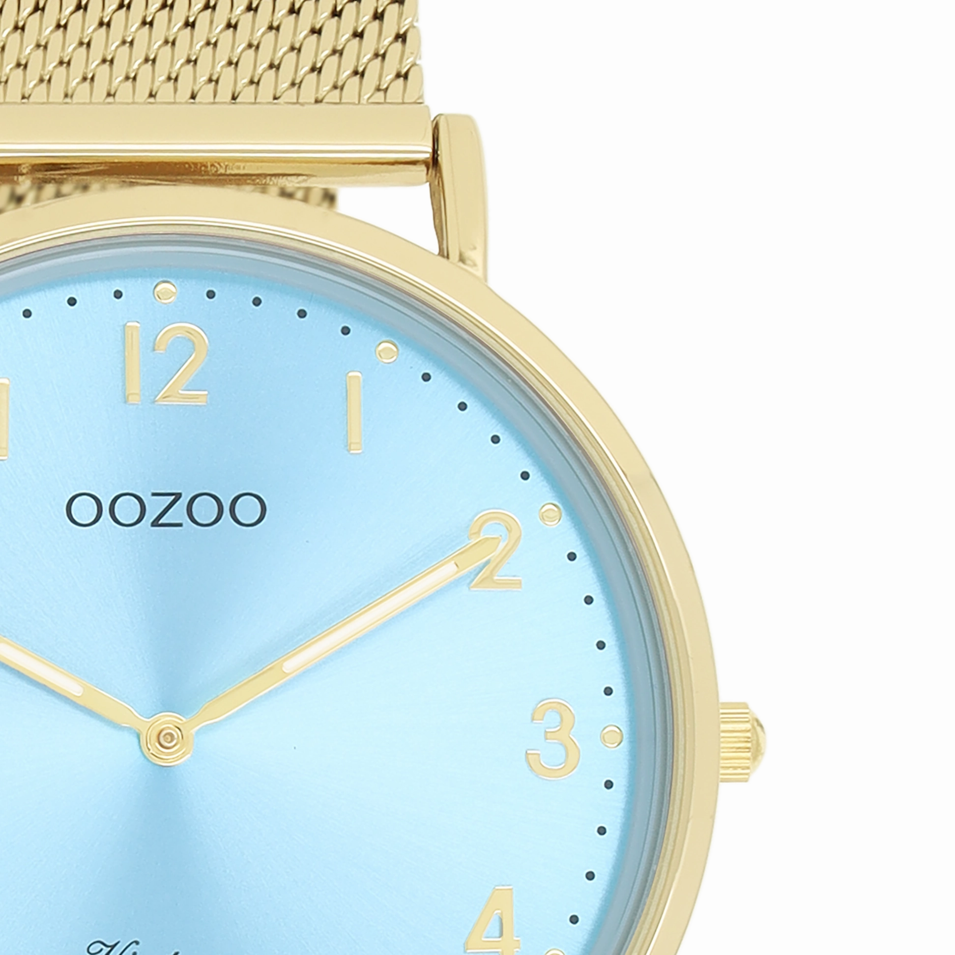 Gold coloured OOZOO watch with metal mesh bracelet - C20343