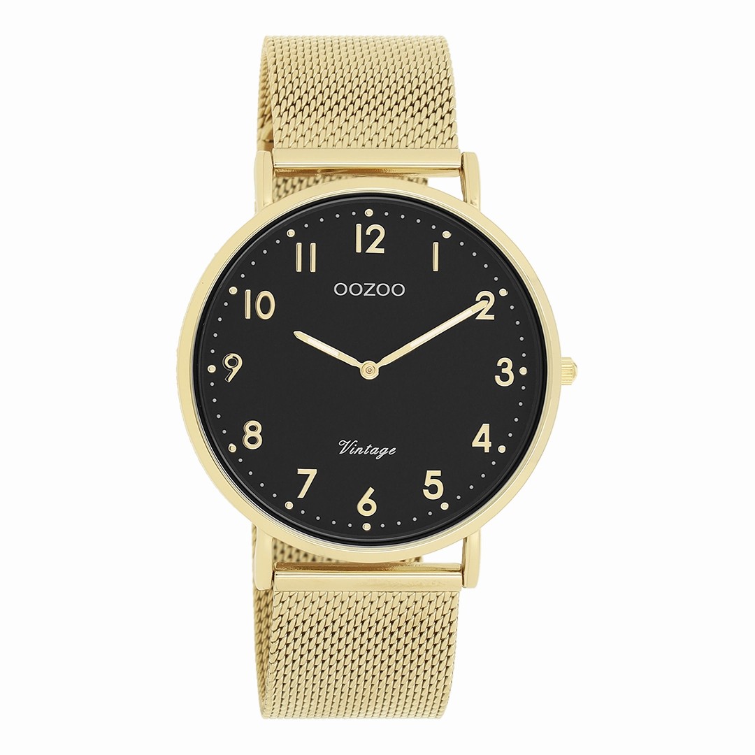Gold coloured OOZOO watch with metal mesh bracelet - C20344