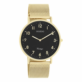 Gold coloured OOZOO watch with metal mesh bracelet - C20344