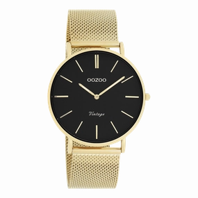 Gold coloured OOZOO watch with metal mesh bracelet - C9913