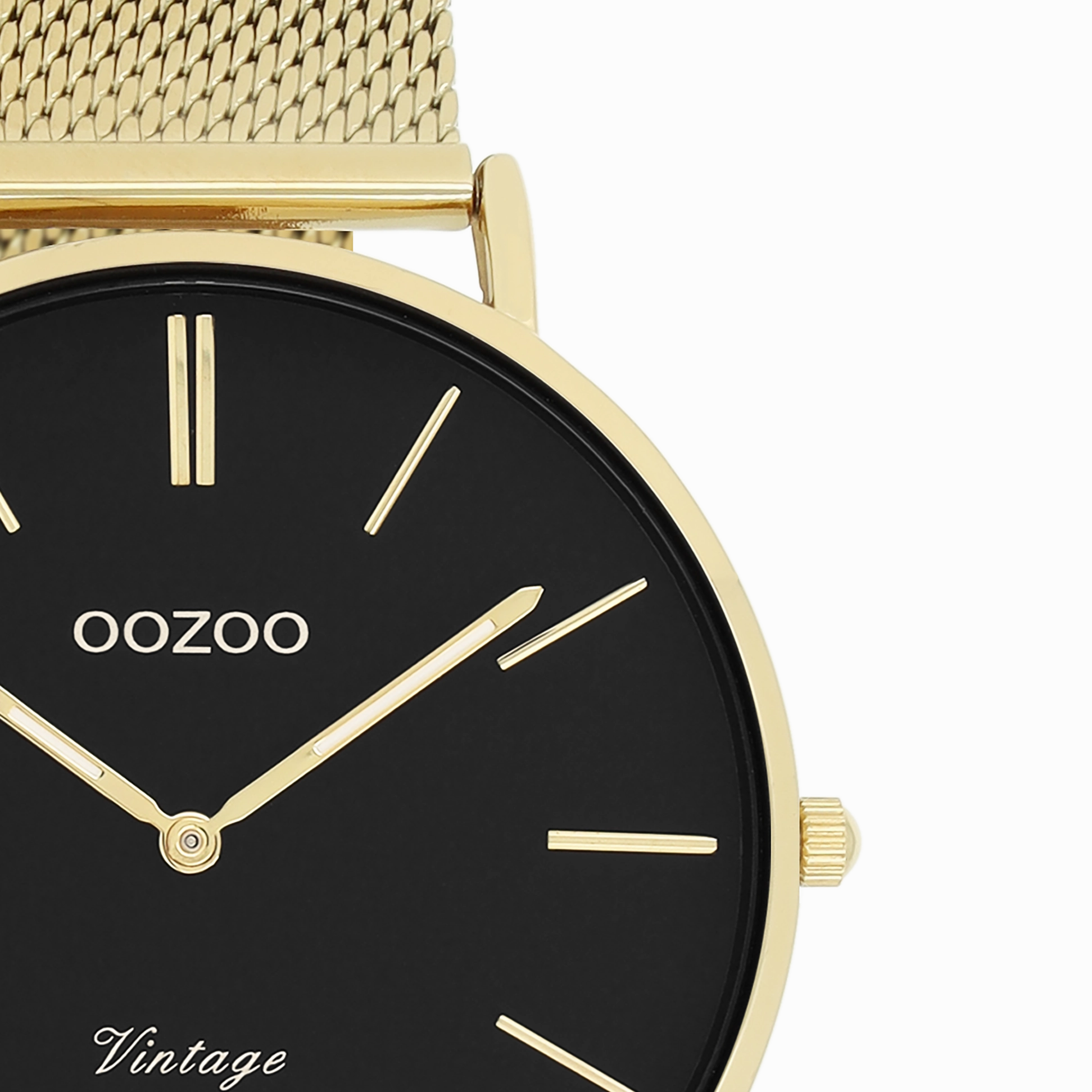 Gold coloured OOZOO watch with metal mesh bracelet - C9913