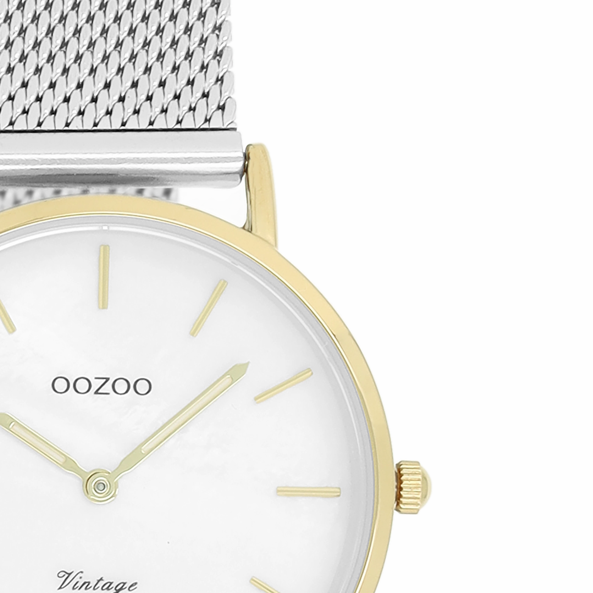 Gold coloured OOZOO watch with silver coloured metal mesh bracelet - C20124