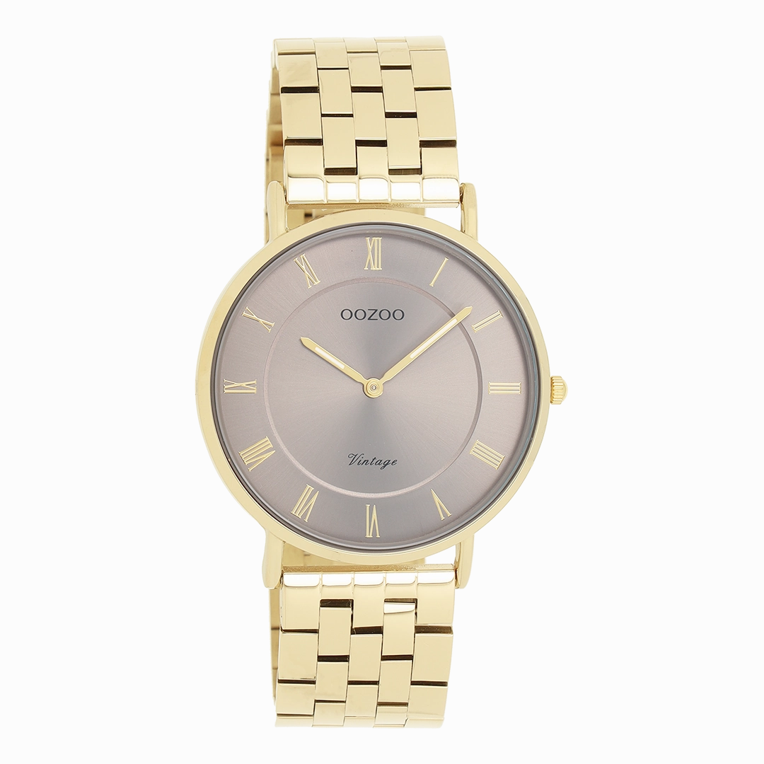 Gold coloured OOZOO watch with stainless steel bracelet - C20370