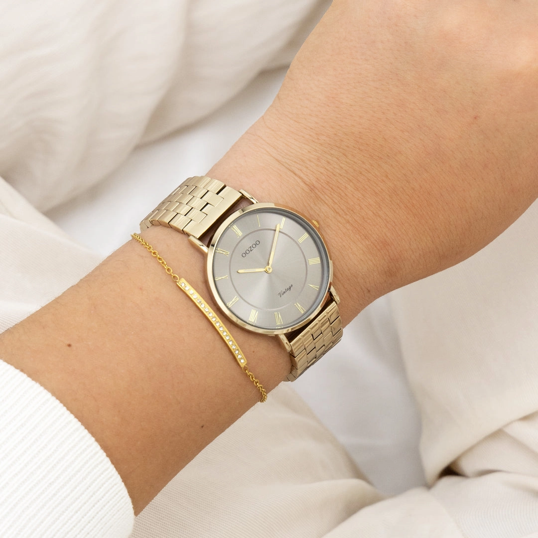 Gold coloured OOZOO watch with stainless steel bracelet - C20370