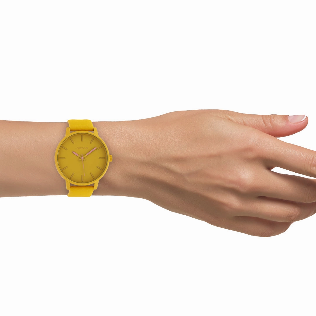 Golden apricot OOZOO watch with leather strap - C10380