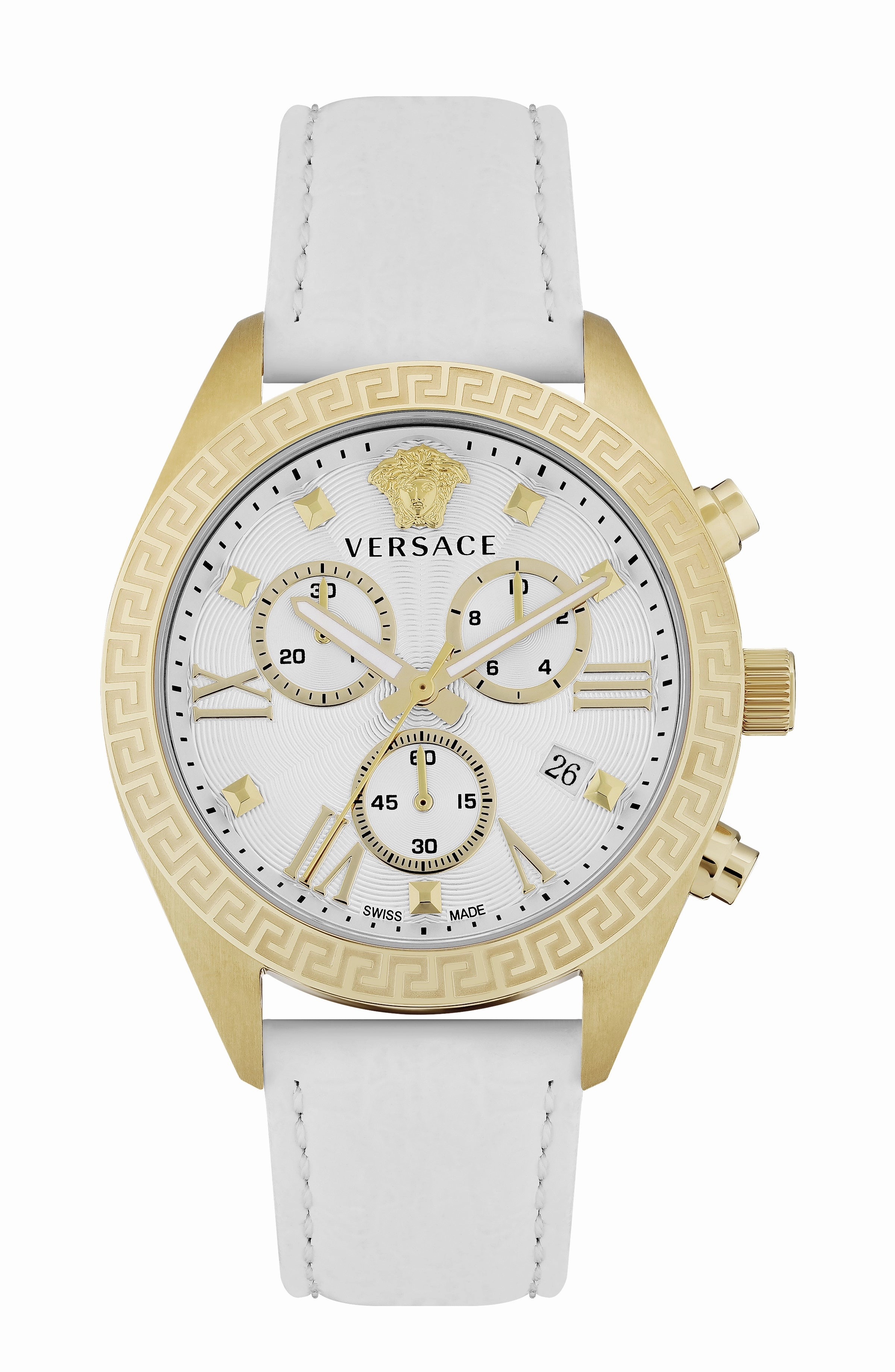 Greca Chrono Leather Watch