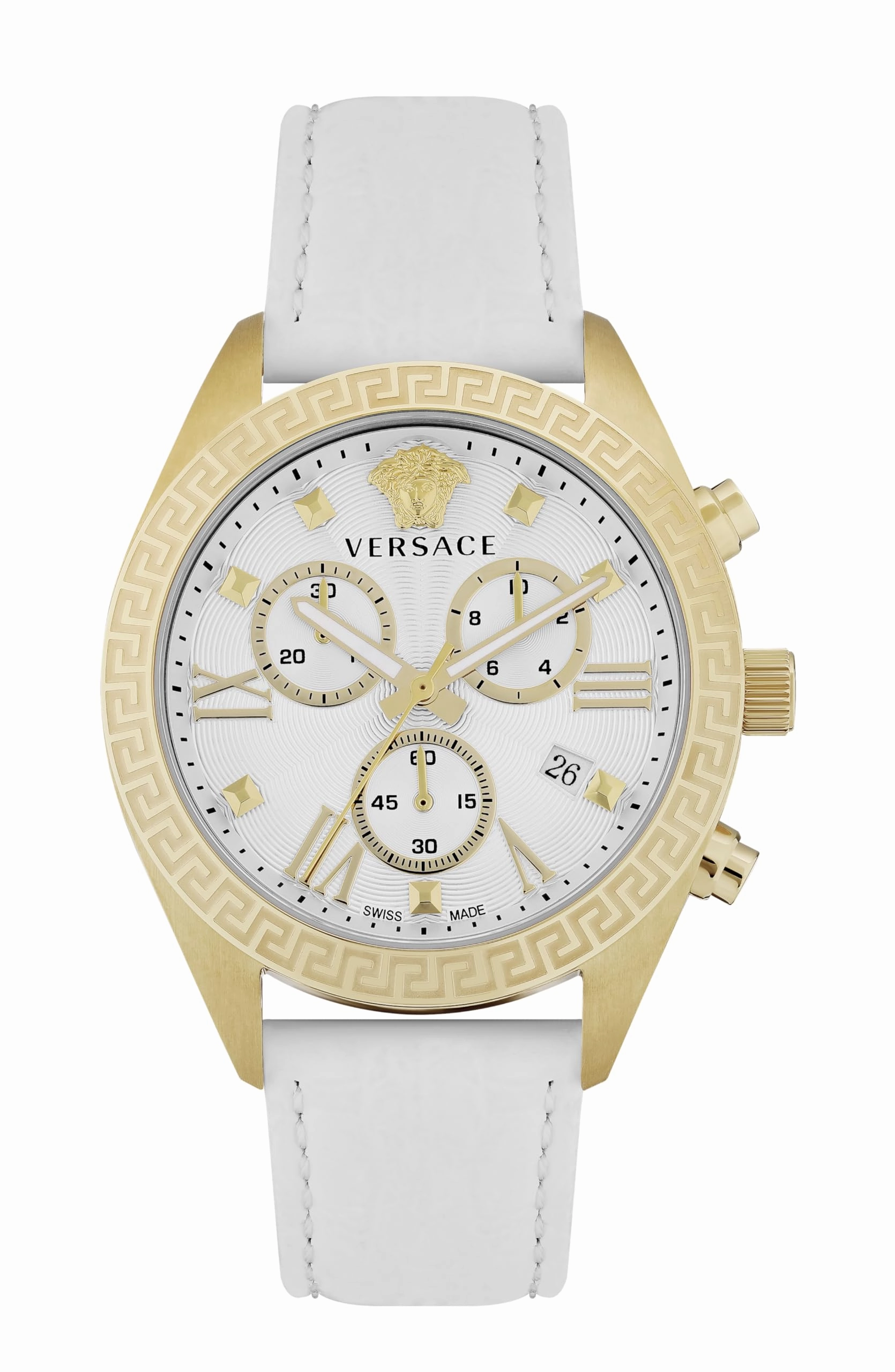 Greca Chrono Leather Watch