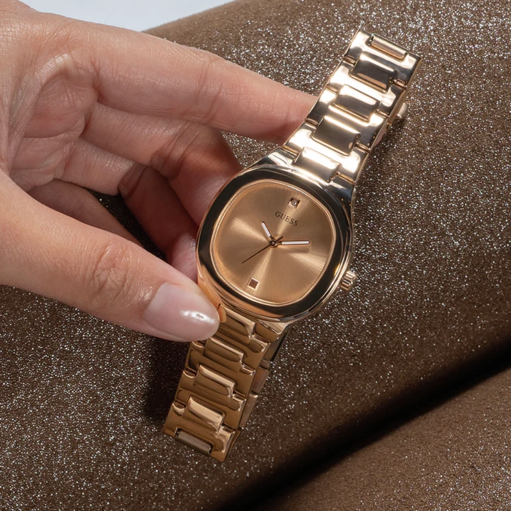 Guess Analog Rose Gold Stainless Steel Strap Women Watch GW0615L3