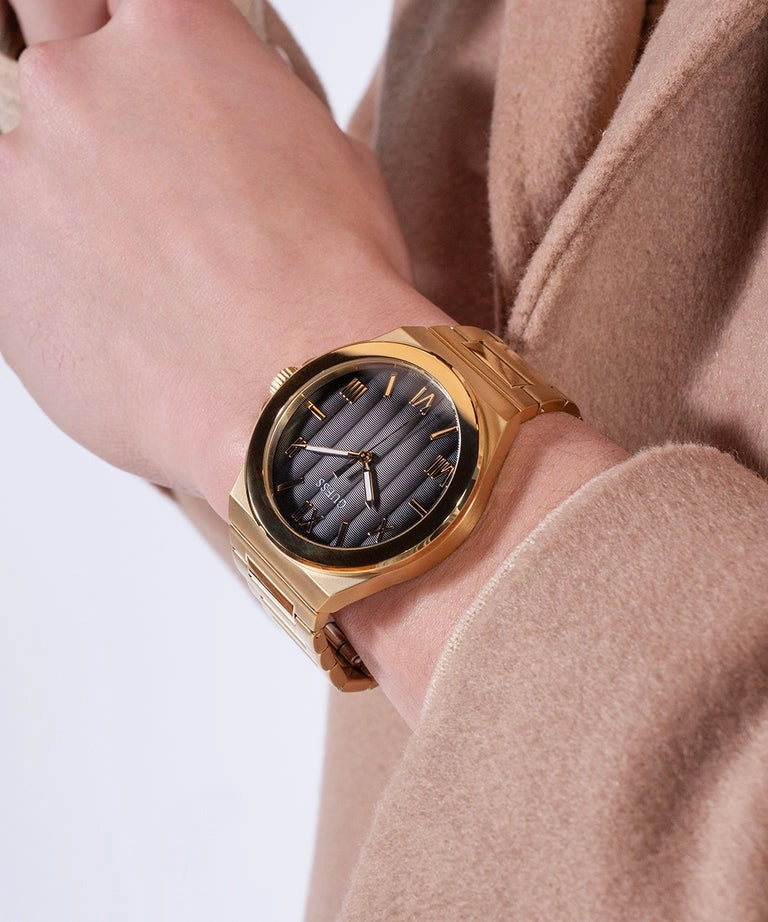 Guess Black Dial Gold Tone Analog Watch GW0789G2