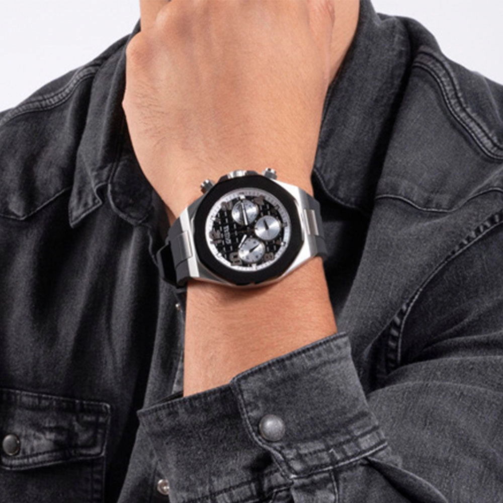 Guess Empire Black Dial Rubber Strap Watch GW0583G1