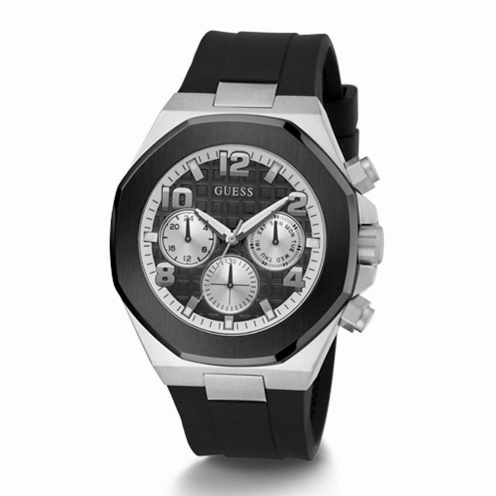 Guess Empire Black Dial Rubber Strap Watch GW0583G1